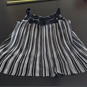Roz & Ali Black and White Striped Lined Cami